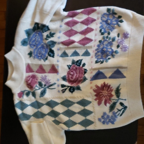 Alfred Dunner | Vintage 90's Floral Knit Sweater | Women's Large Petite - Picture 3 of 5